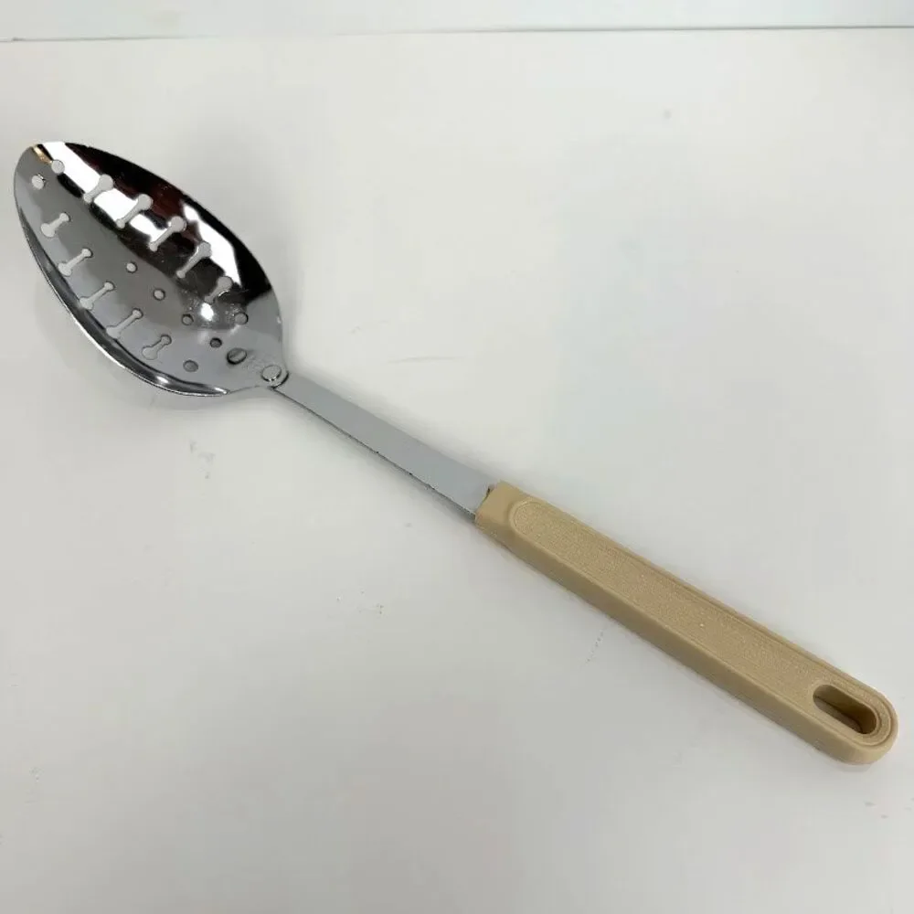 Vintage EKCO Slotted Spoon with Almond Handle, 12 Inches